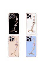 iPhone 14 Pro Uyumlu El Tutamaçlı Kamera Korumalı BSAY Taka Silikon Kılıf-Beyaz Mor
