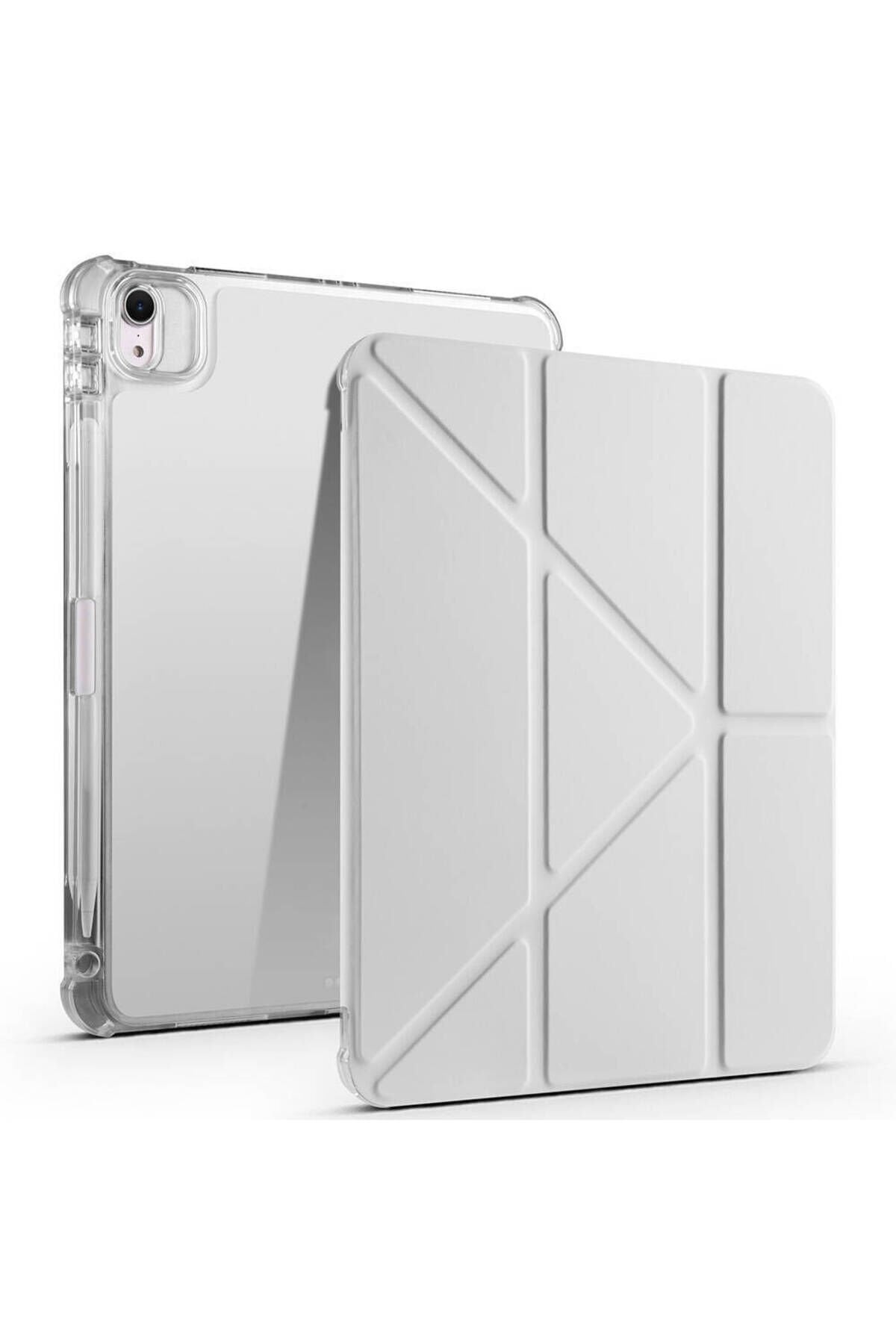 iPad Air 11 2025 M3 Kılıf BSAY Tri Folding Kalem Bölmeli Standlı Kılıf - Siyah Gri