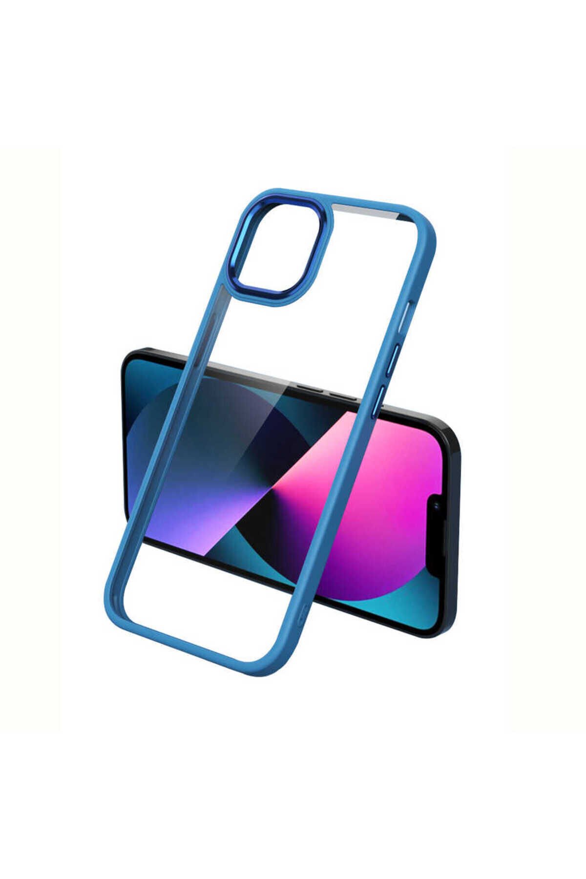 iPhone 12 Pro Max Uyumlu BSAY Krom Kılıf-Mavi Mavi