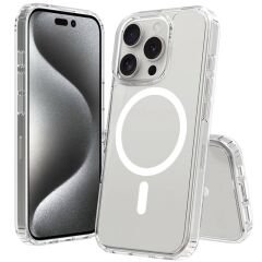 iPhone 16 Pro Max Kılıf M-safe Şarj Özellikli Şeffaf Sert PC Zore Embos Kılıf