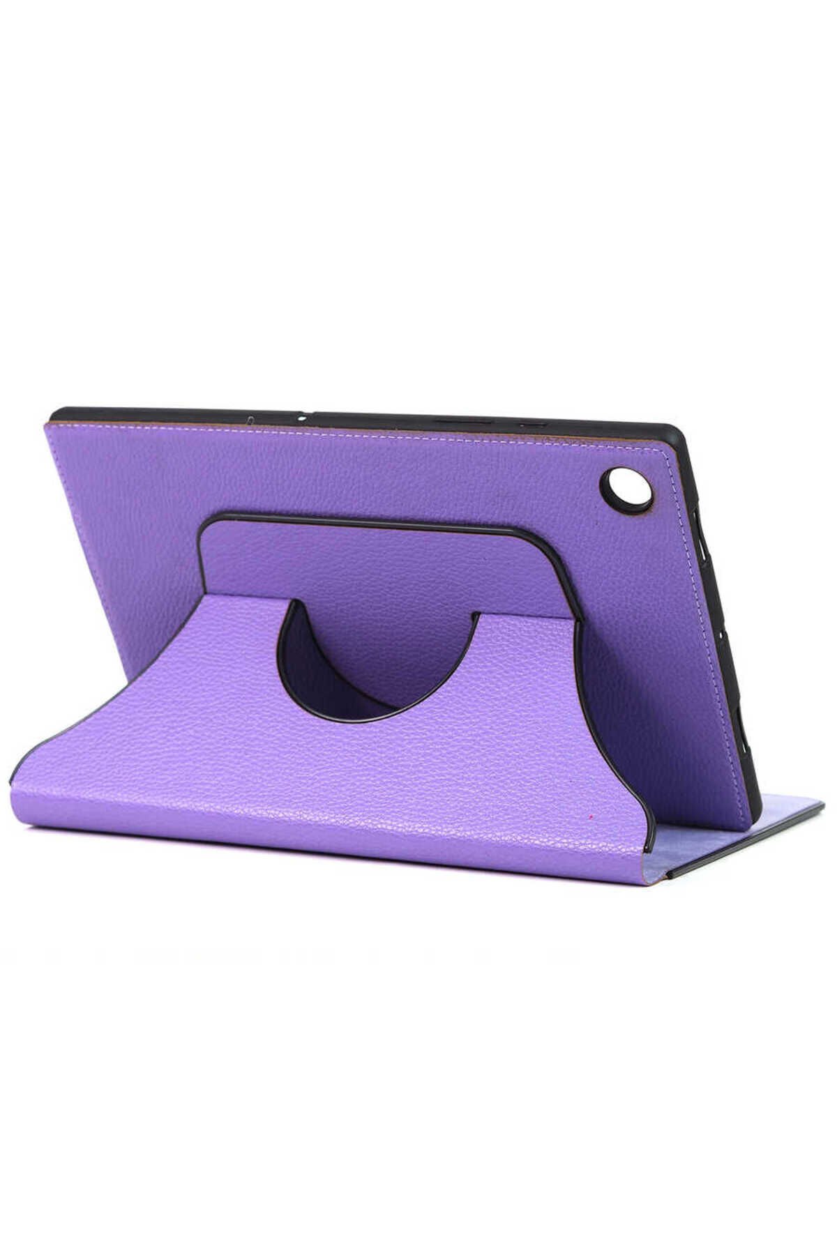 Galaxy Tab A8 10.5 SM-X200 (2021) Uyumlu BSAY Fest Dönebilen Standlı Kılıf-Lila Lila