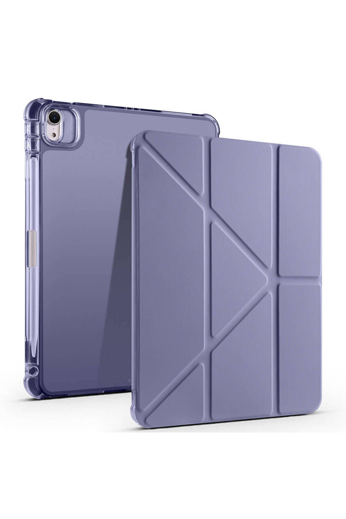 iPad Air 11 2025 M3 Kılıf BSAY Tri Folding Kalem Bölmeli Standlı Kılıf - Siyah Mor