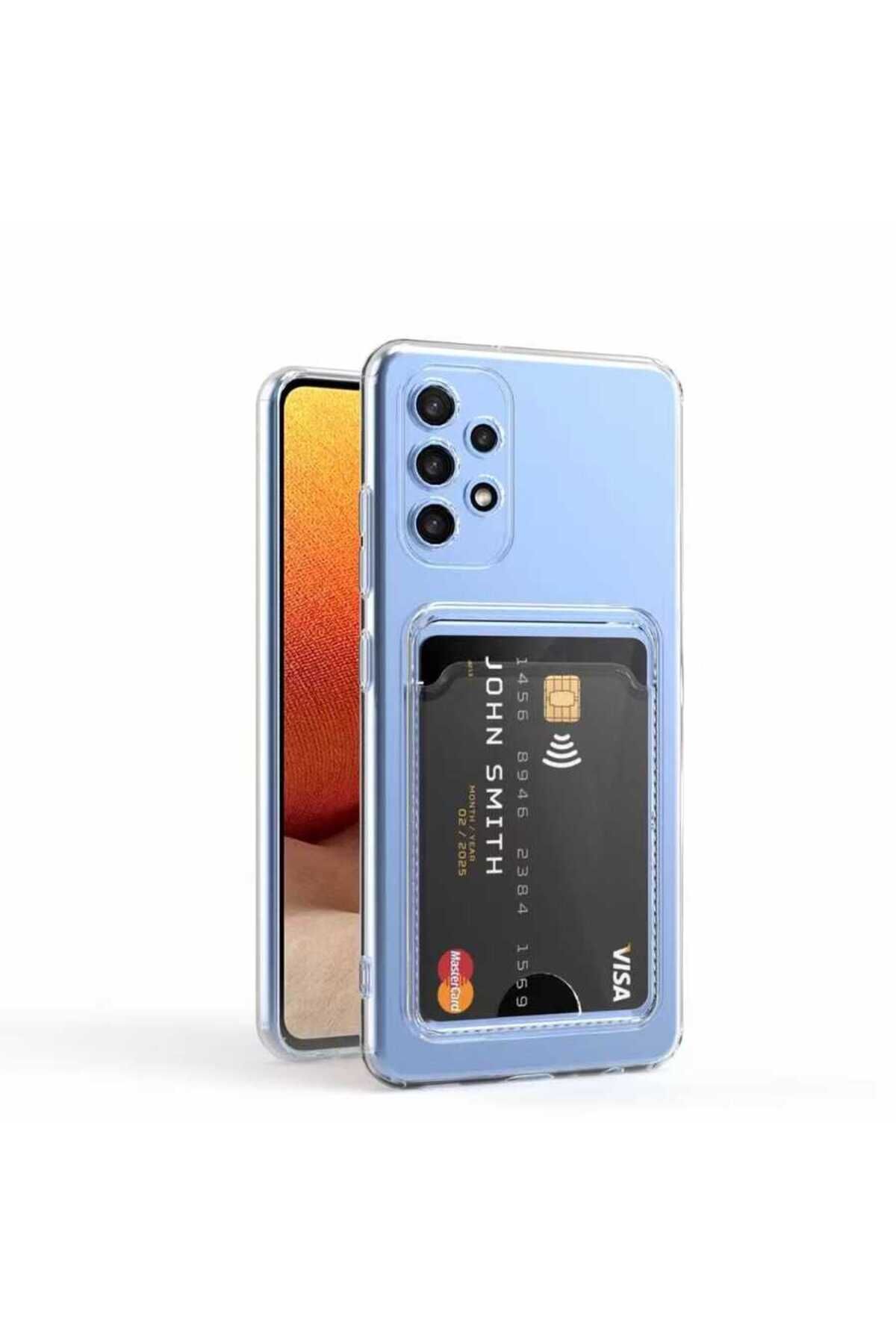 Galaxy A13 4G Kılıf Kartlıklı Şeffaf ZPRB Setra Clear Silikon Kapak - Renksiz Renksiz