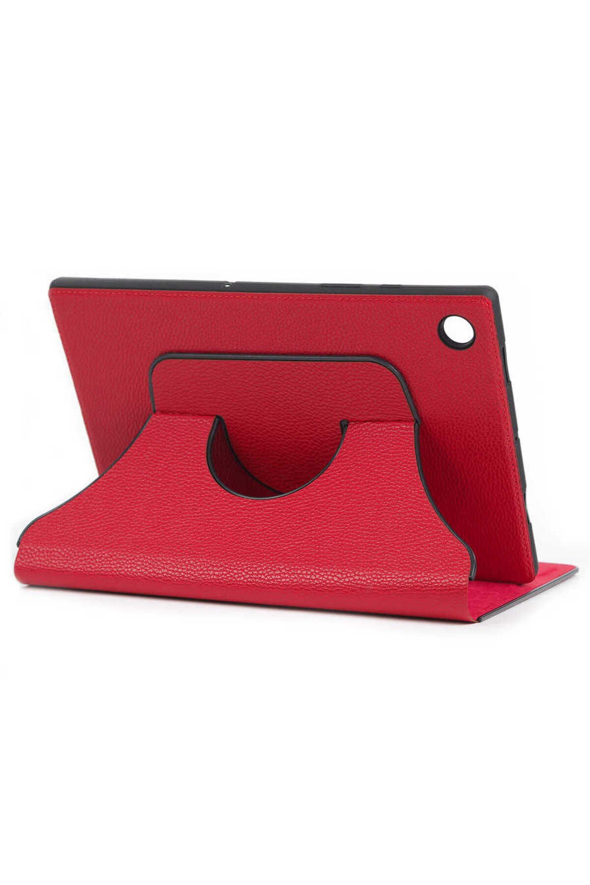 Galaxy Tab A8 10.5 SM-X200 (2021) Uyumlu BSAY Fest Dönebilen Standlı Kılıf-Lila Kırmızı