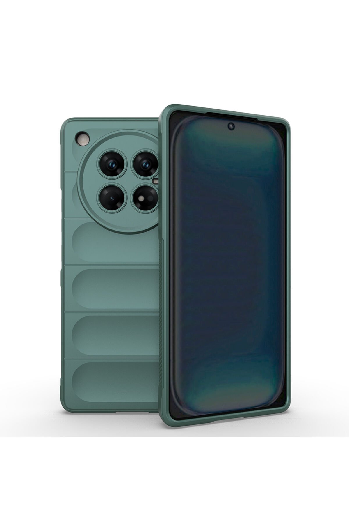 İnfinix Zero 40 5G Kılıf Esnek TPU Oyuklu Arka Yüzey Tasarımlı BSAY Etnik Silikon Kapak - Koyu Yeşil Yeşil