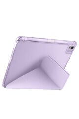 iPad Air 11 2025 M3 Kılıf SHRP Tri Folding Kalem Bölmeli Standlı Kılıf - Rose Gold Koyu Yeşil