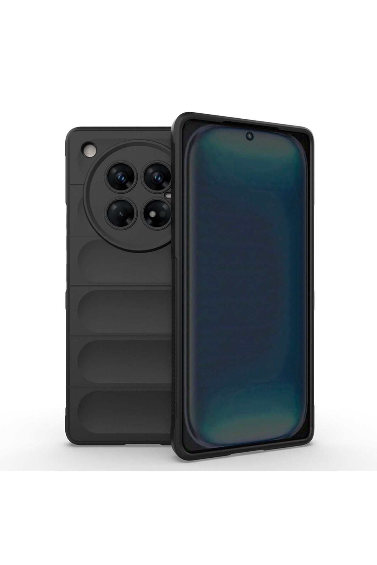 İnfinix Zero 40 5G Kılıf Esnek TPU Oyuklu Arka Yüzey Tasarımlı BSAY Etnik Silikon Kapak - Koyu Yeşil Siyah