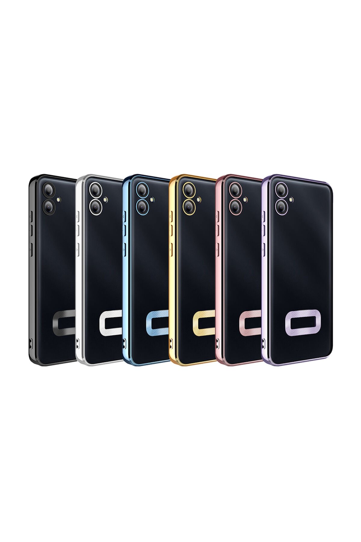 Galaxy A06 Uyumlu Kılıf Kamera Korumalı Logo Gösteren BSAY Omega Kapak-Gold Gold