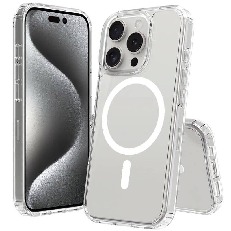 iPhone 16 Pro Kılıf M-safe Şarj Özellikli Şeffaf Sert PC Zore Embos Kılıf