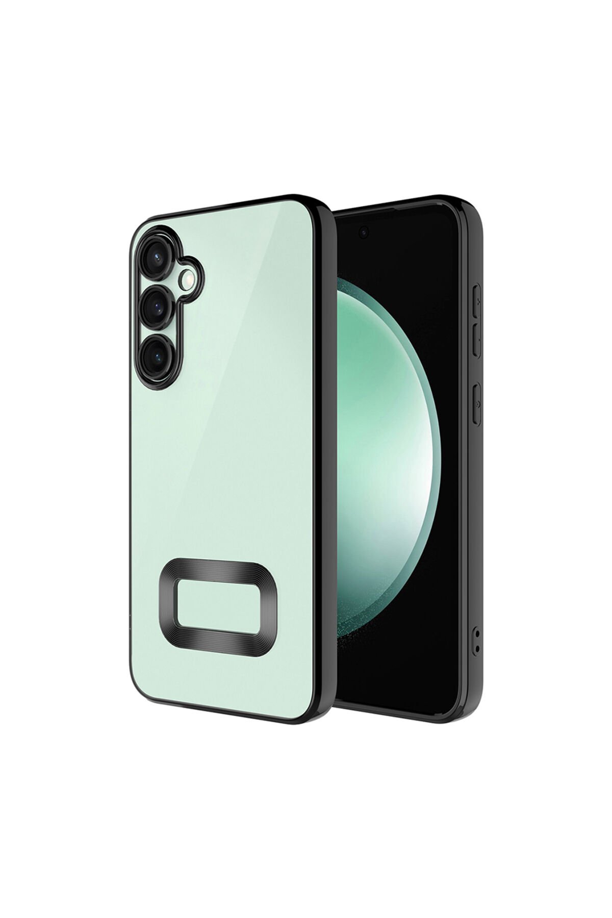Galaxy A16 Uyumlu Kılıf Kamera Korumalı Logo Gösteren BSAY Omega Kapak-Siyah Siyah