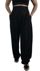 Pamuklu Palazzo Pantolon Siyah - L