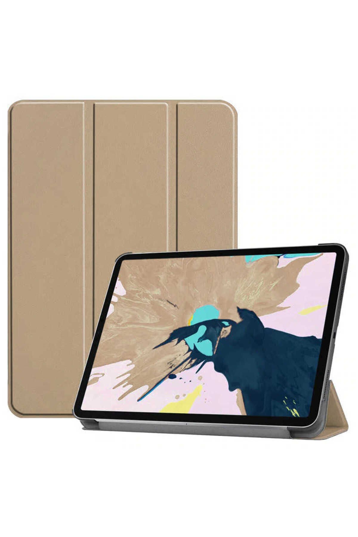 iPad Air 11 2025 M3 BSAY Smart Cover Standlı 1-1 Kılıf - Siyah Gold