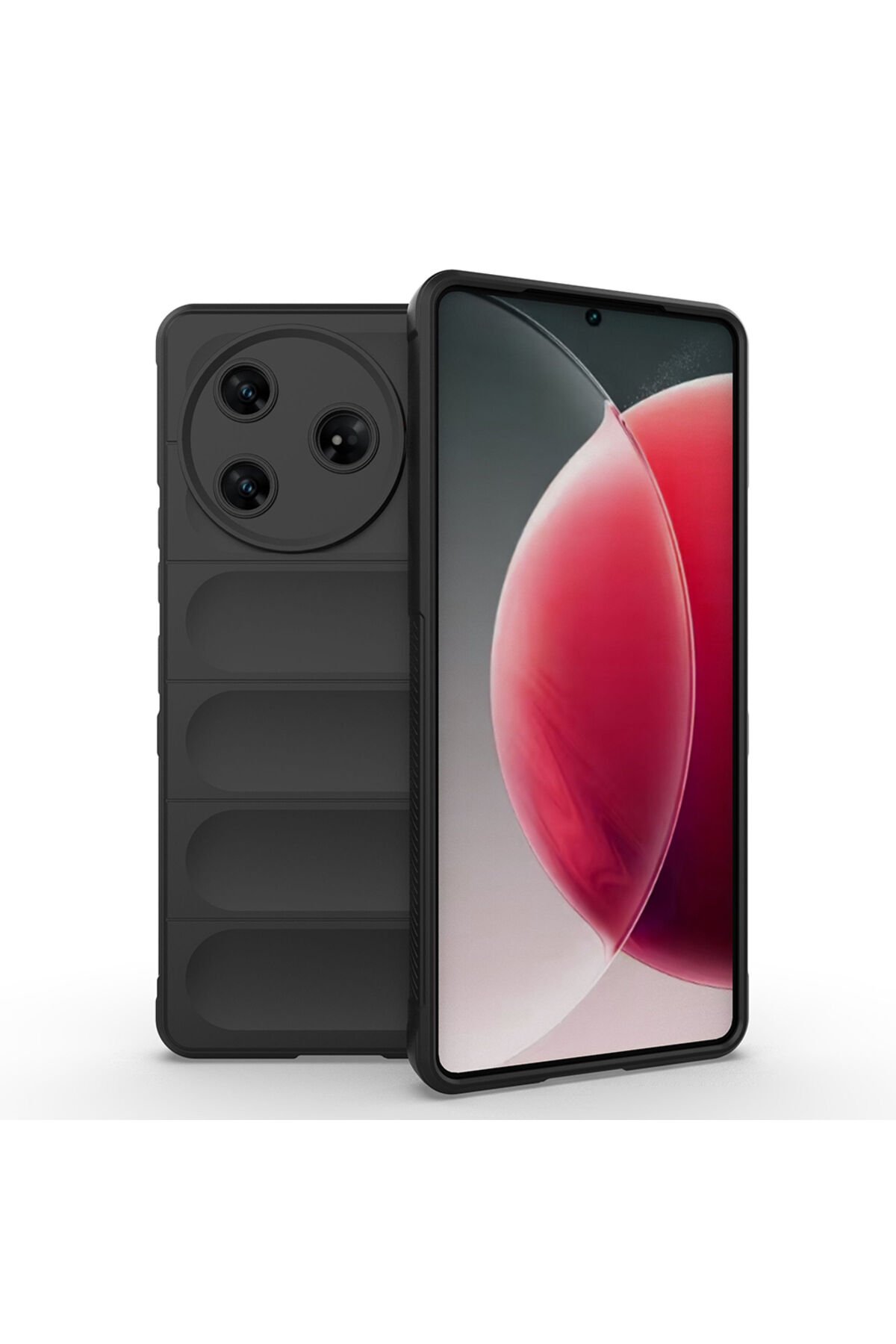 Tecno Spark 30 Pro Kılıf Esnek TPU Oyuklu Arka Yüzey Tasarımlı BSAY Etnik Silikon Kapak - Koyu Yeşil Siyah