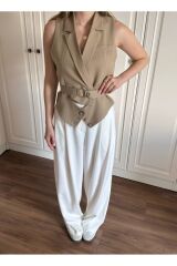 Pamuk Kumaş Kuşaklı Yelek