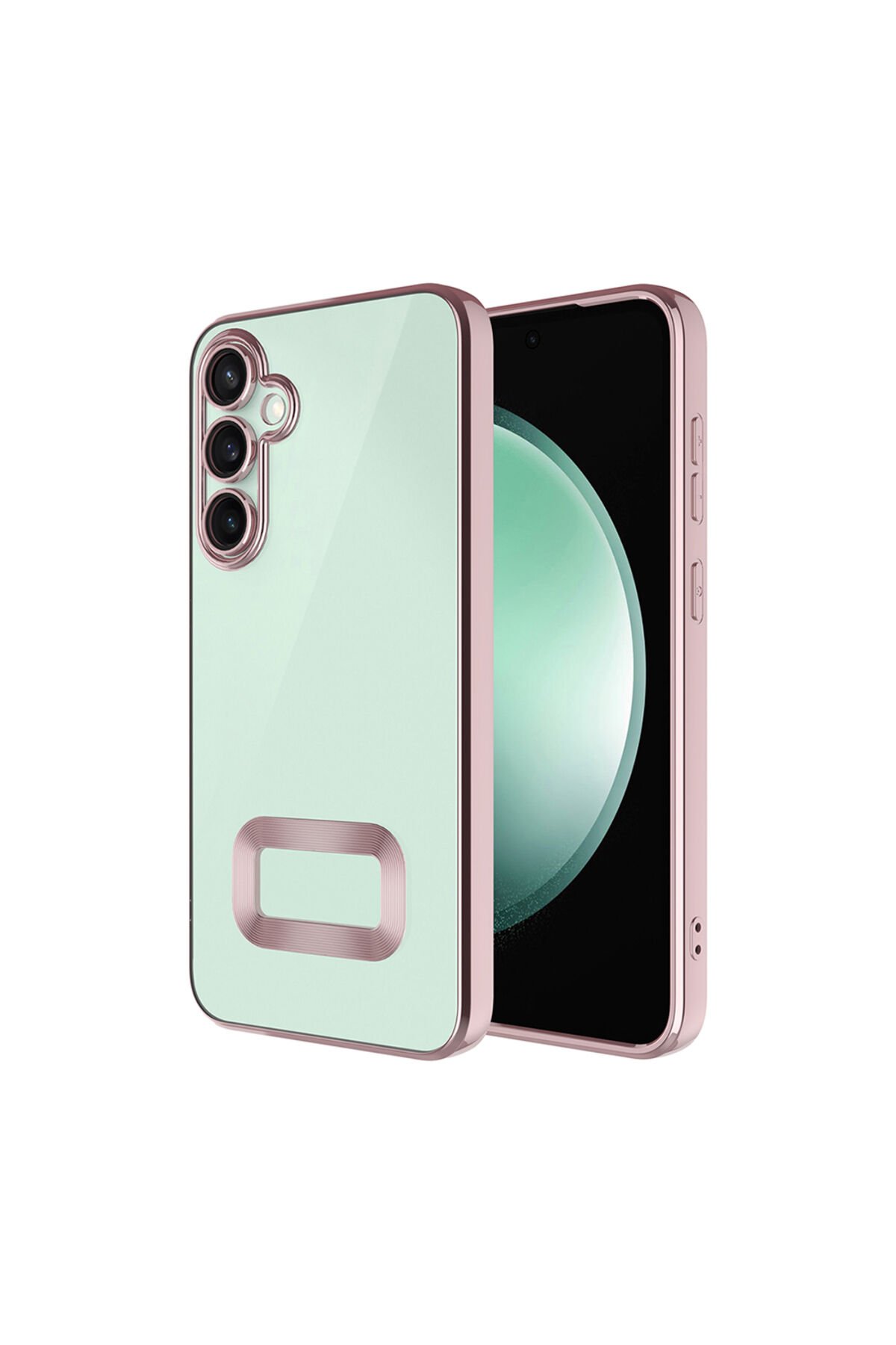 Galaxy A16 Uyumlu Kılıf Kamera Korumalı Logo Gösteren BSAY Omega Kapak-Siyah Rose Gold