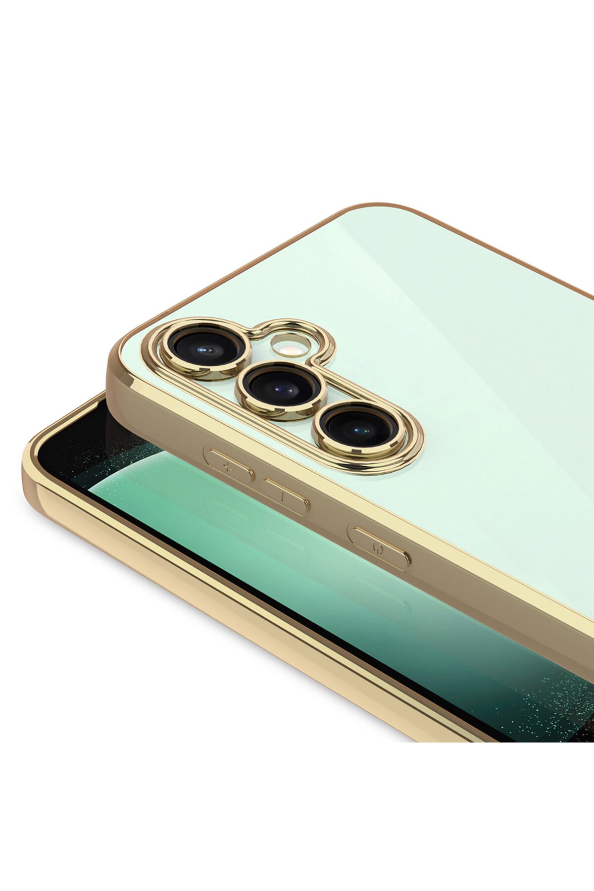Galaxy A16 Uyumlu Kılıf Kamera Korumalı Logo Gösteren BSAY Omega Kapak-Siyah Rose Gold