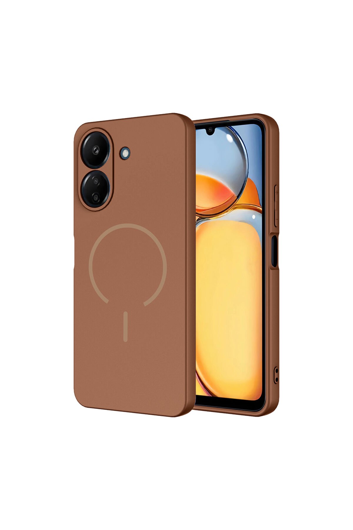 Redmi 13C Kılıf M-safe Şarj Özellikli BSAY Meta Kapak - Kahverengi