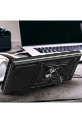Huawei Pura 70 Pro 5G Kılıf Magnetik Standlı Kamera Korumalı BSAY Sürgülü Vega Kapak - Siyah