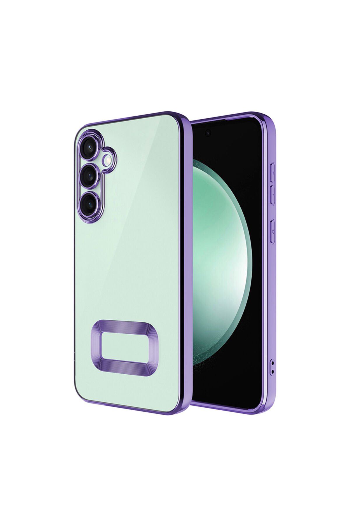 Galaxy A16 Uyumlu Kılıf Kamera Korumalı Logo Gösteren BSAY Omega Kapak-Siyah Lila
