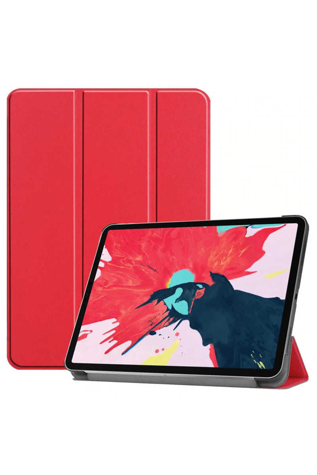 iPad Air 11 2025 M3 TYGO Smart Cover Standlı 1-1 Kılıf - Kırmızı Kırmızı