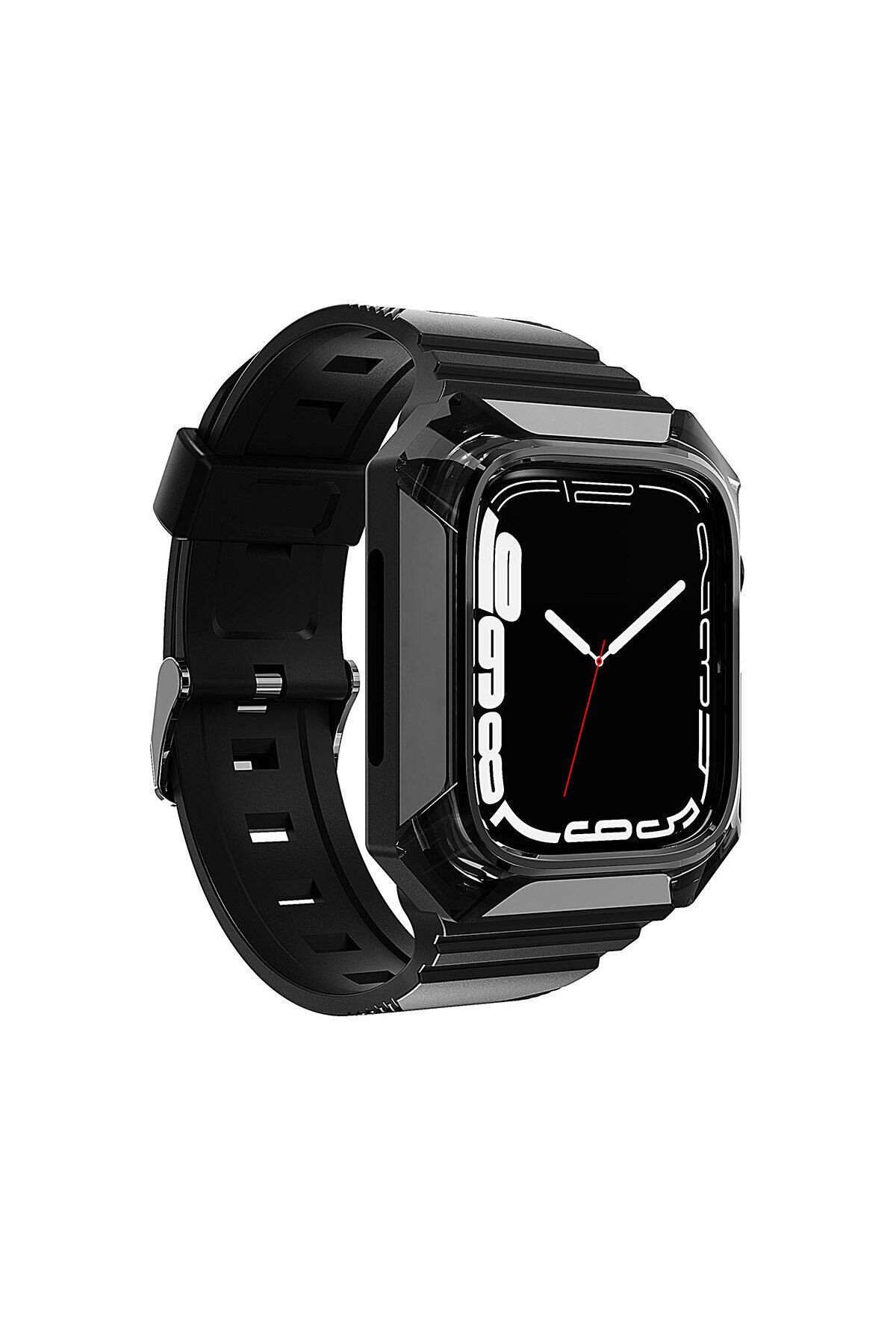 Watch 7 41mm Uyumlu KRD-88 Sert PC Kasa Koruyuculu Uyumlu BSAY Kordon-Siyah Siyah