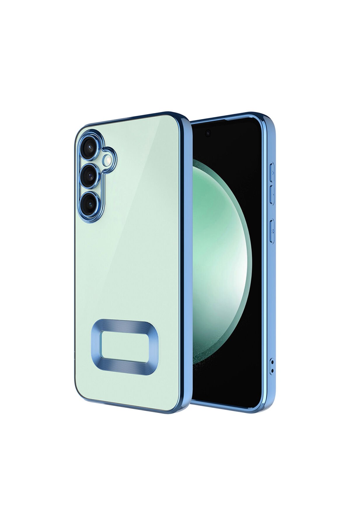 Galaxy A16 Uyumlu Kılıf Kamera Korumalı Logo Gösteren BSAY Omega Kapak-Siyah Mavi
