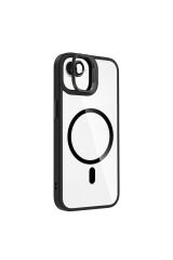 iPhone 17E Kılıf Standlı ve Kamera Lens Hediyeli M-Safe Şarj Özellikli BSAY Etro Kapak - Lacivert Mor
