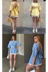 Sırt Dekolteli Poplin Gömlek