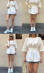 Sırt Dekolteli Poplin Gömlek