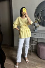 Sırt Dekolteli Poplin Gömlek Buz Mavi - XS