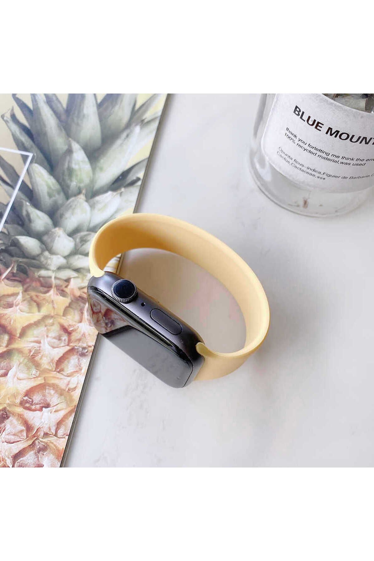 Watch 44mm Uyumlu KRD-31 Solo Loop Small BSAY Kordon-Turuncu Sarı