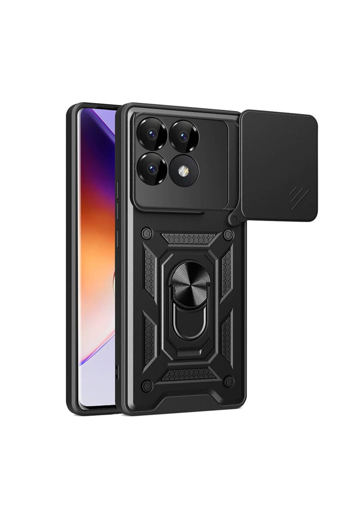 Poco F6 Pro Kılıf Magnetik Standlı Kamera Korumalı CPPL Sürgülü Vega Kapak - Mavi Mavi