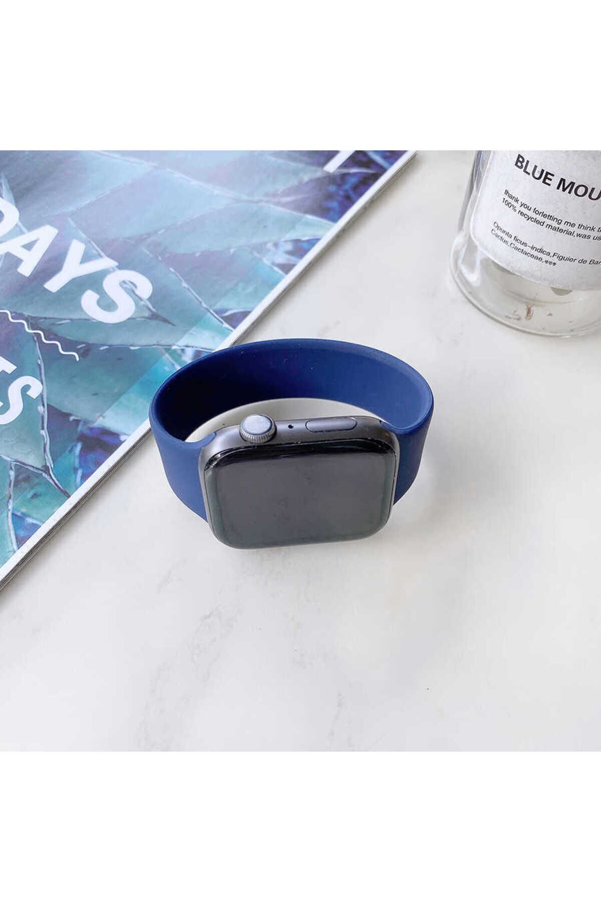 Watch 44mm Uyumlu KRD-31 Solo Loop Medium BSAY Kordon-Sarı Mavi