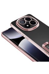 Redmi Note 14 Pro 4G Kılıf Kamera Korumalı Logo Gösteren BSAY Omega Kapak - Siyah Gümüş