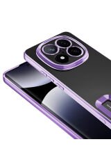 Redmi Note 14 Pro 4G Kılıf Kamera Korumalı Logo Gösteren BSAY Omega Kapak - Siyah Gümüş