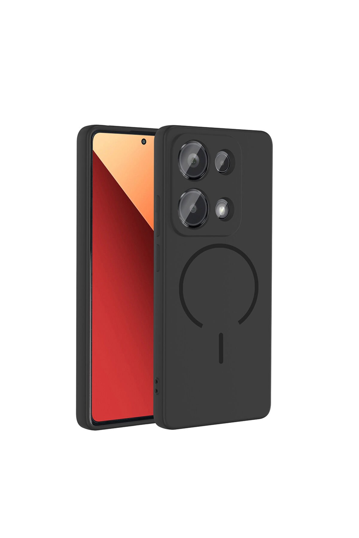 Redmi Note 13 Pro 4G Kılıf M-safe Şarj Özellikli BSAY Meta Kapak - Siyah