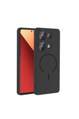 Redmi Note 13 Pro 4G Kılıf M-safe Şarj Özellikli BSAY Meta Kapak - Siyah