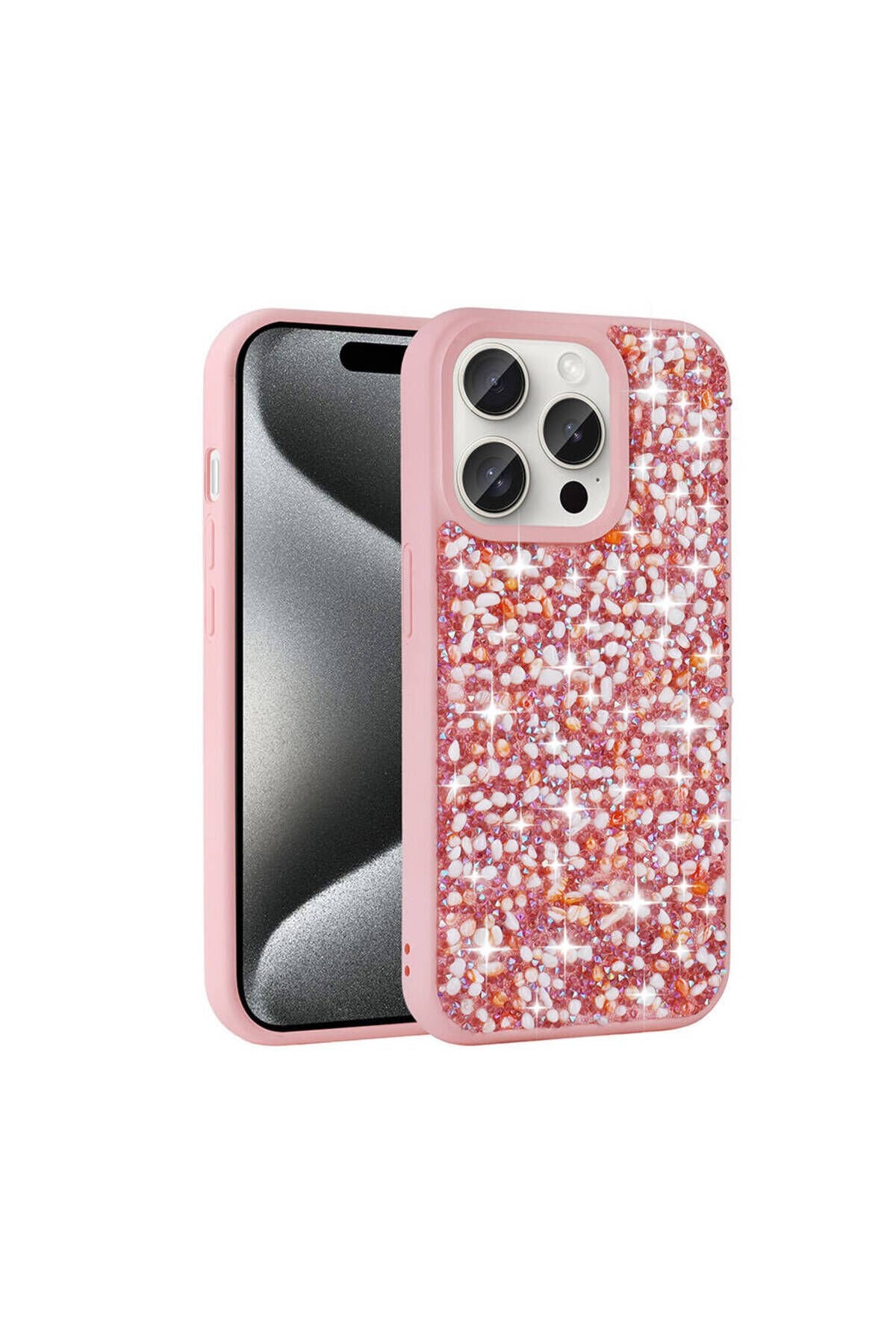 iPhone 15 Pro Max Kılıf Parlak Taşlı Tasarım NXAR Linea Kapak - Lacivert Lacivert