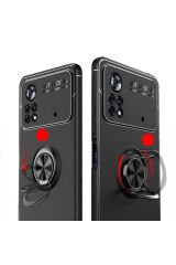 Poco M4 Pro 4G Kılıf GZST Ravel Silikon Kapak - Siyah-Kırmızı Siyah-Kırmızı