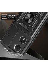 Honor 90 Uyumlu Kılıf Magnetik Standlı Kamera Korumalı BSAY Sürgülü Vega Kapak-Siyah Siyah