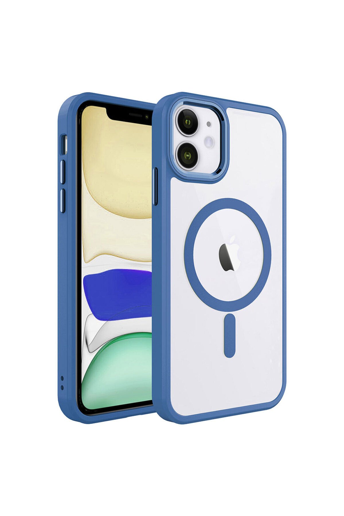 iPhone 11 Uyumlu Wireless Şarj Özellikli BSAY Krom Magsafe Silikon Kılıf-Lavendery Gray Lavendery Gray