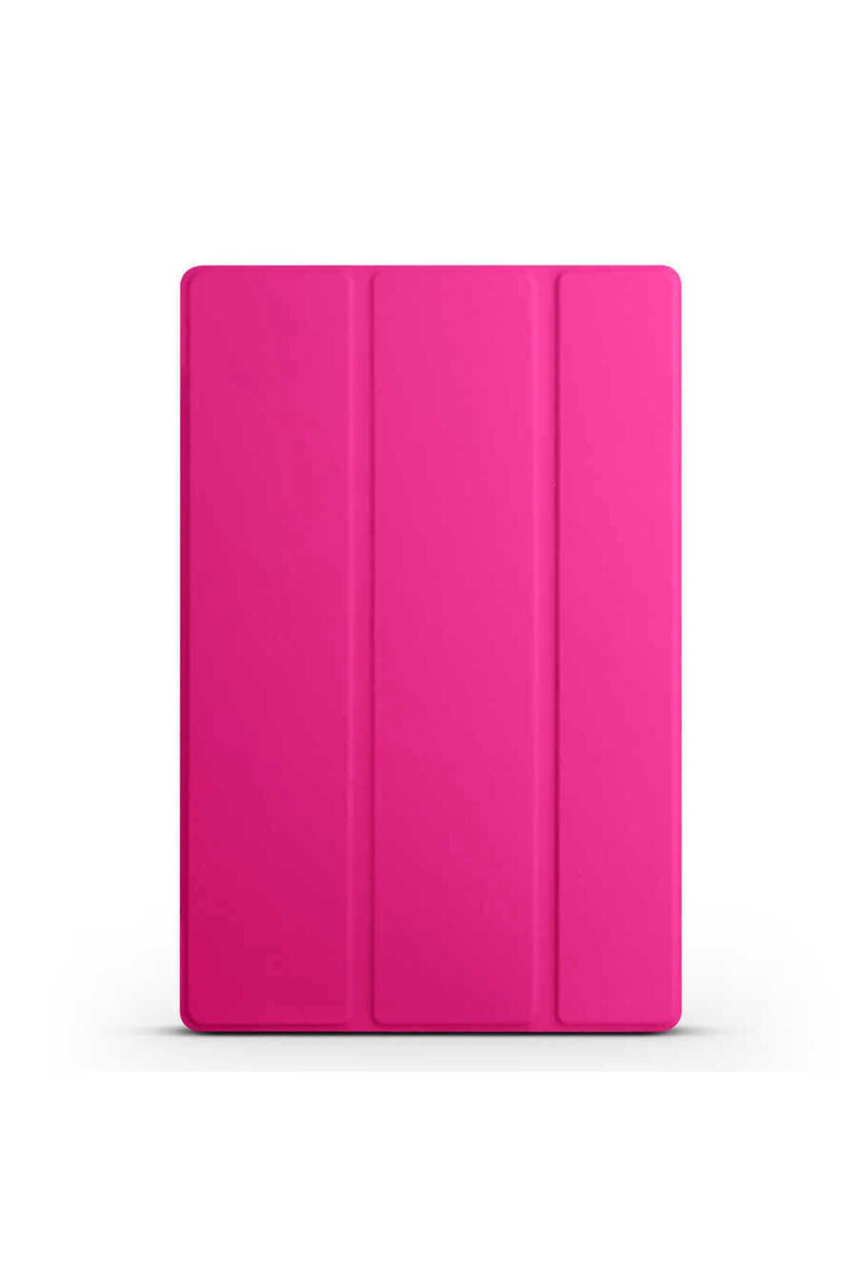 Galaxy Tab A8 10.5 SM-X200 (2021) Uyumlu BSAY Smart Cover Standlı 1-1 Kılıf-Pembe Koyu Pembe Koyu