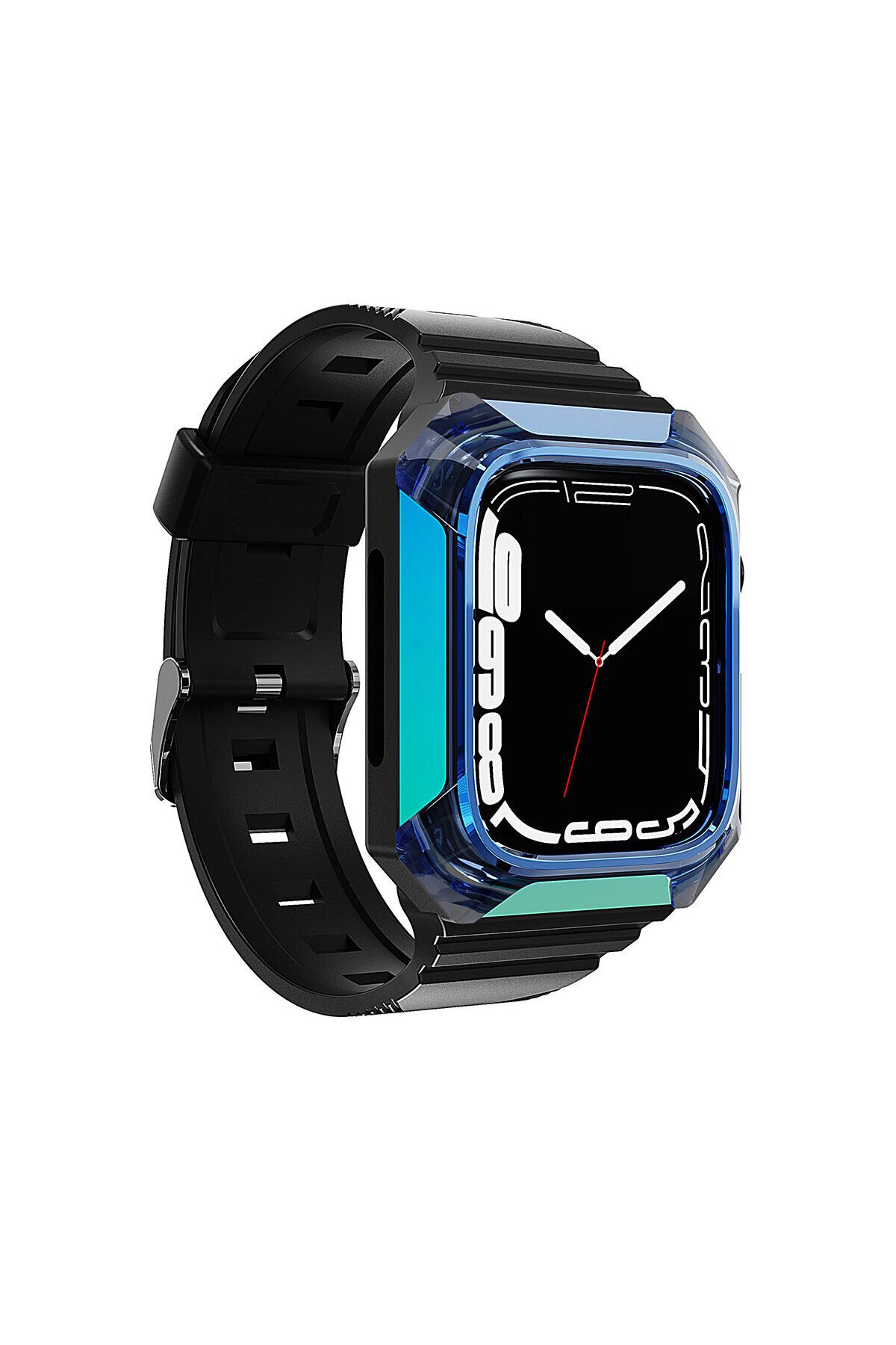 Watch 42mm Uyumlu KRD-88 Sert PC Kasa Koruyuculu Uyumlu BSAY Kordon-Siyah Mavi