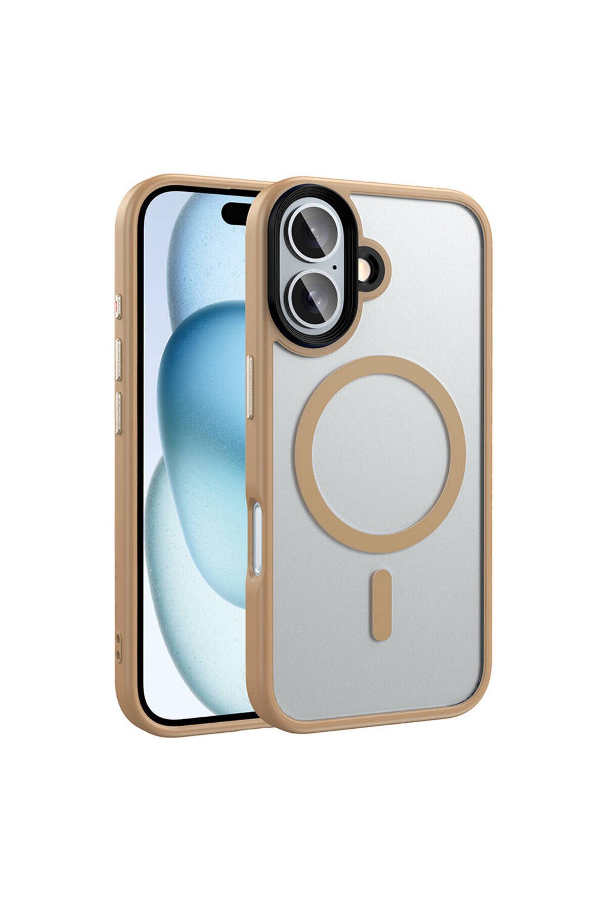 iPhone 16 Kılıf Mat Arka Yüzey Wireless Şarj Özellikli BSAY Flet Magsafe Kapak - Rose Brown Desert Titanyum