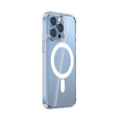 iPhone 15 Pro Kılıf M-safe Şarj Özellikli Şeffaf Sert PC Zore Embos Kılıf