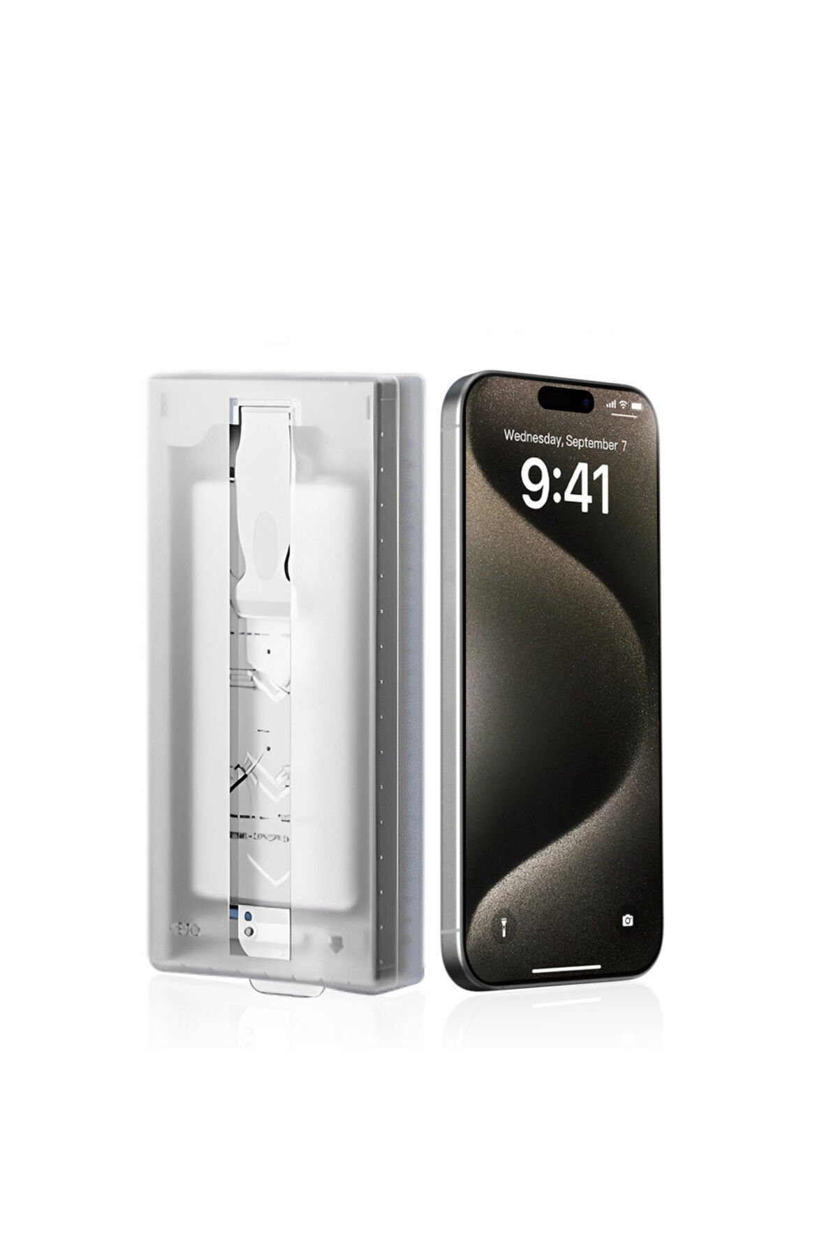 iPhone 14 Zore 3D Oliv HD Temperli Cam Ekran Koruyucu + Kolay Uygulama Aparatı - Şeffaf