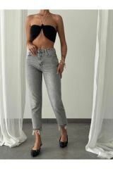 Açık Gri Mom Jean Gri - 38
