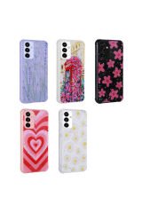 Galaxy M23 Kılıf Simli Desenli Kamera Korumalı Parlak BSAY Popy Kapak - Kulübe Papatya