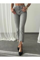 Açık Gri Mom Jean