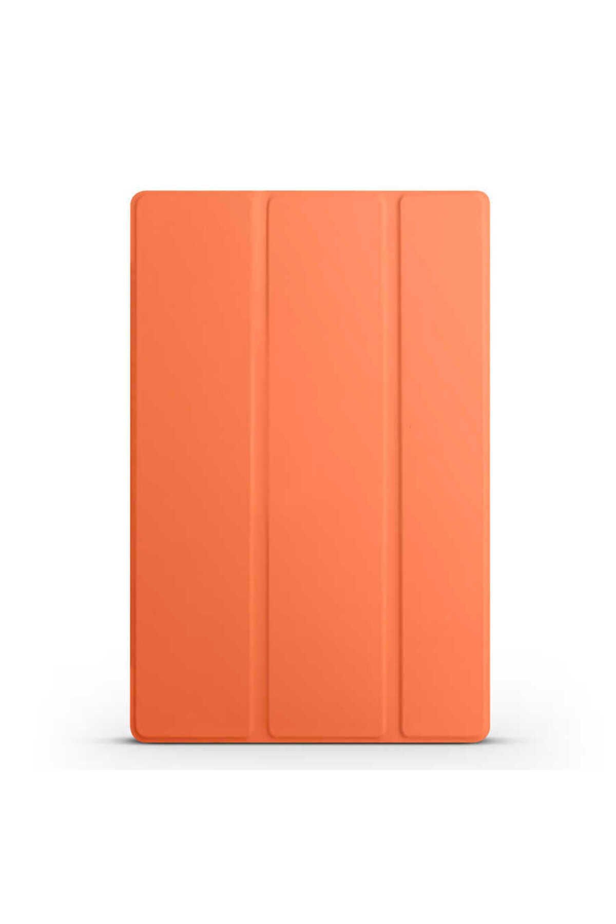 Galaxy Tab A8 10.5 SM-X200 (2021) Uyumlu BSAY Smart Cover Standlı 1-1 Kılıf-Pembe Koyu Turuncu